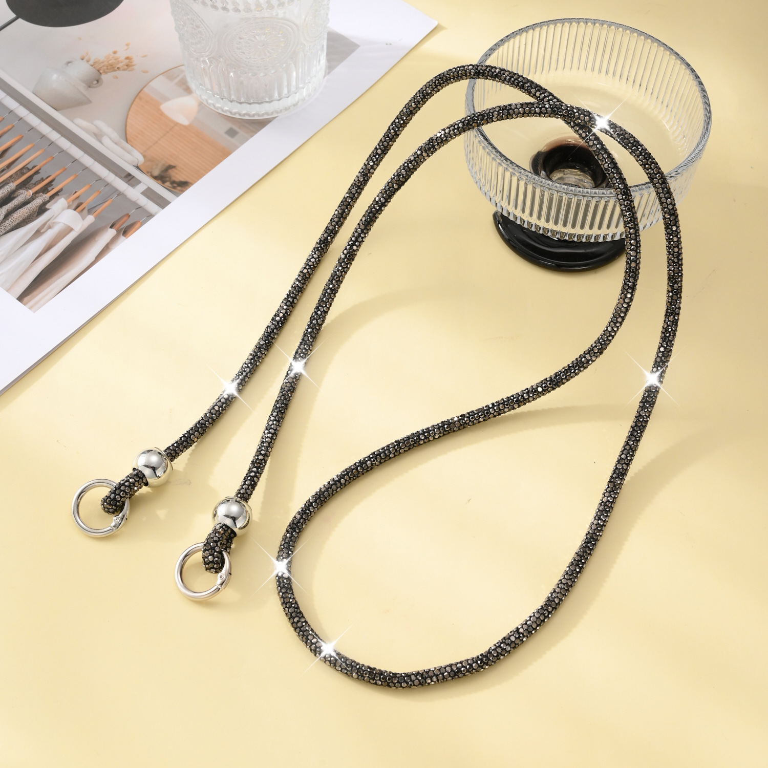 Beaded Rhinestone Crossbody Chain Luxury Diamond Long Phone Lanyard Bag Single Shoulder Chain