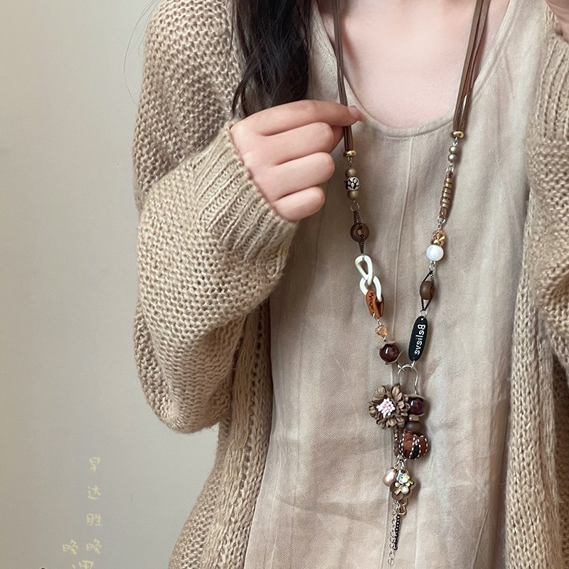 Bohemian ethnic style long pendant sweater chain women summer niche necklace accessories with skirt decoration