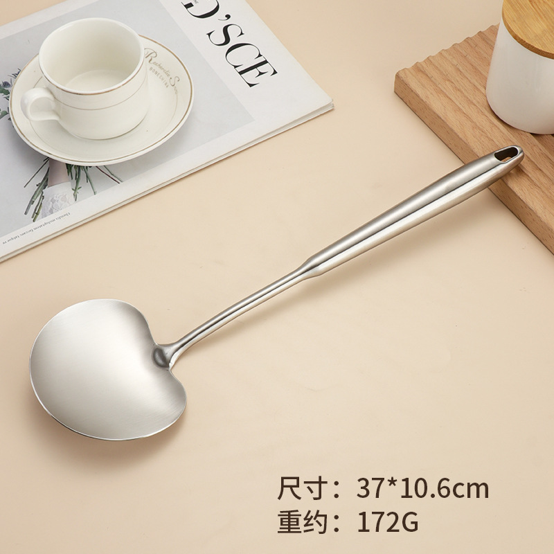 Stainless Steel Spatula Home Kitchen Mushroom Spatula Frying Pan Spatula Long Handle Anti-Scald High Temperature Resistant Cooking Spoon Kitchen Utensils