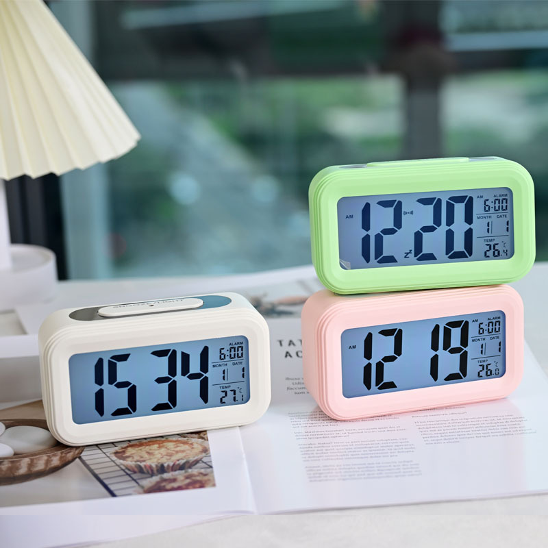 Desktop Digital Clock Smart Night Light LCD Large Screen Temperature Perpetual Calendar Student Wake-up Alarm Clock