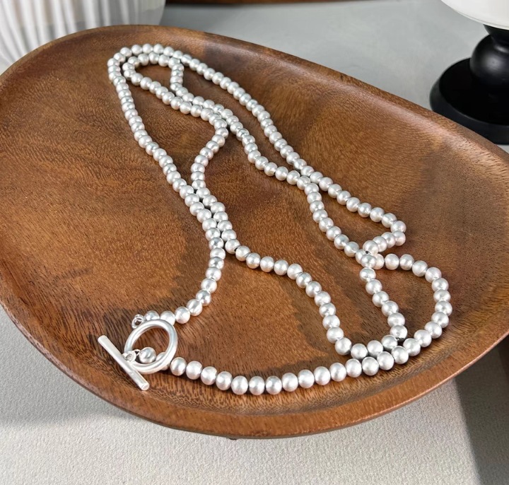 Heavy-duty brushed chain necklace for women bead bracelet matte bracelet sweater chain