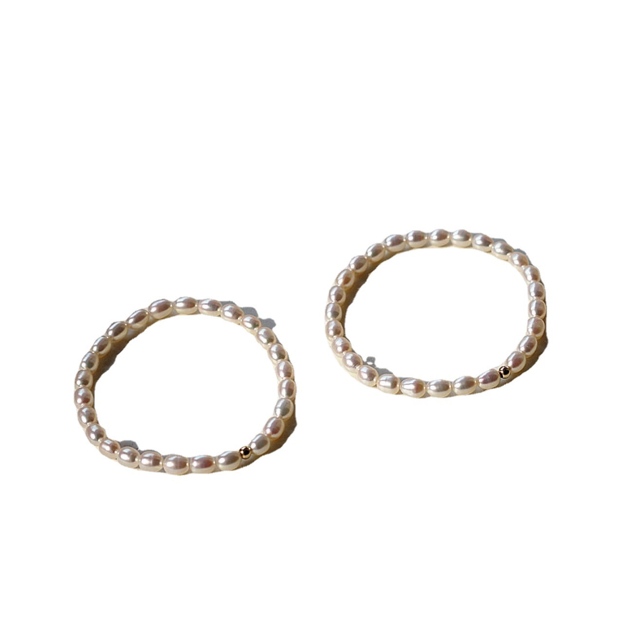 Hands-free washing quality natural pearl millet bracelet elastic minimalist 14K gold-filled bracelet