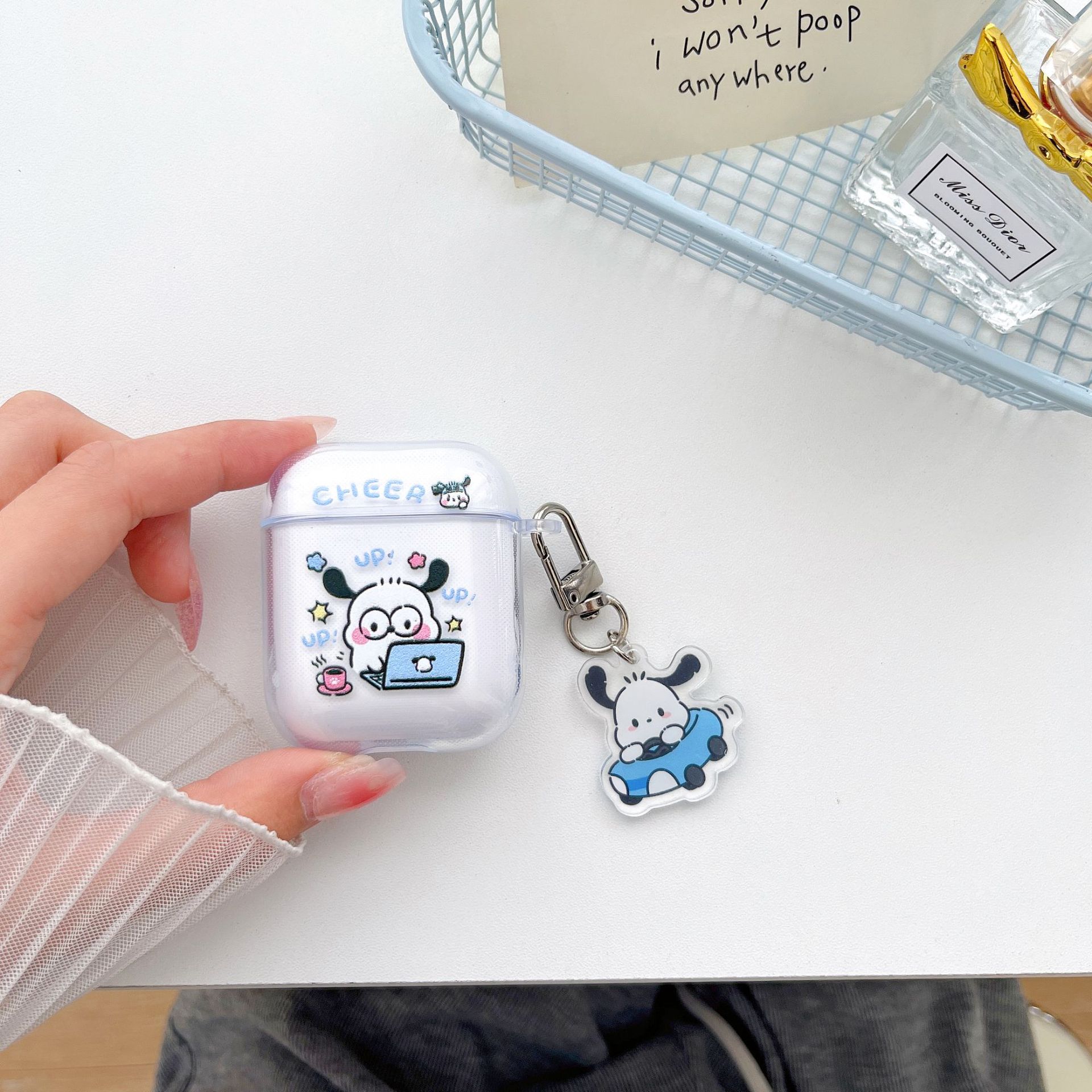Wireless Bluetooth earphone case for AirPods 1/2 generation, transparent soft TPU anti-drop case for Apple Pro 3, cartoon dog