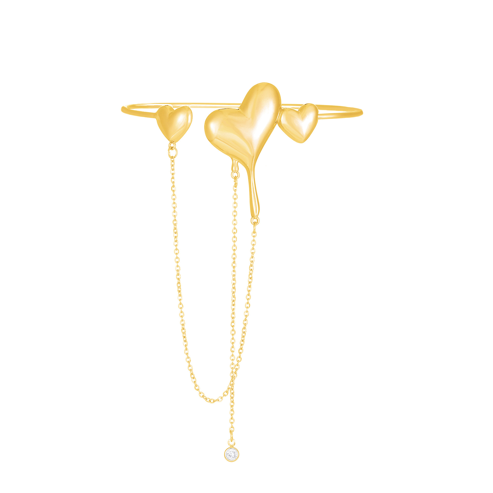 Lava metal heart open arm ring bracelet sweet chain tassel accessory