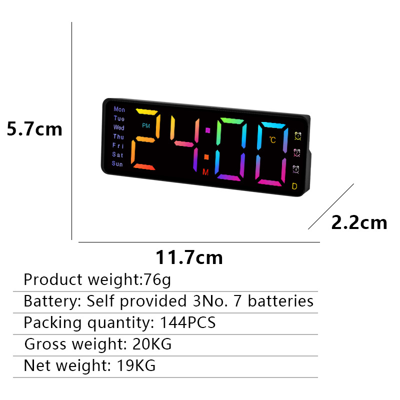 Desktop LED electronic alarm clock voice control countdown simple rectangular electronic clock bedroom student special