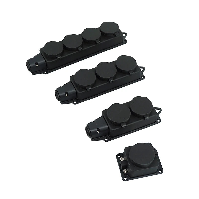Black IP54 impact-resistant 16A wireless waterproof European standard power strip German waterproof power strip European standard junction board