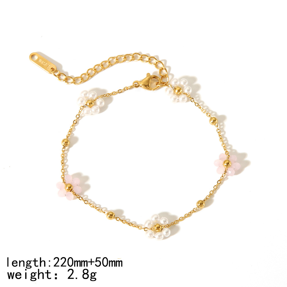 New cute flower bracelet 18K gold stainless steel simple design jewelry women