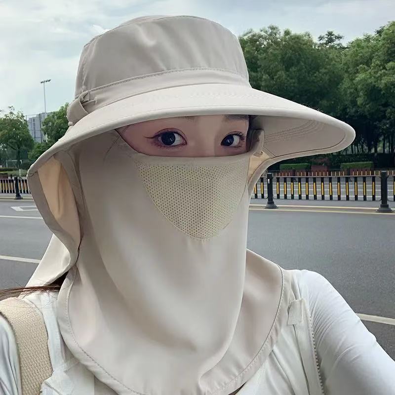 25cm Extra Wide Brim Hat for Women, Summer Neck Protection, Integrated Cape, Sun Protection, Cycling Sun Hat, Fisherman Hat, Small Head Circumference