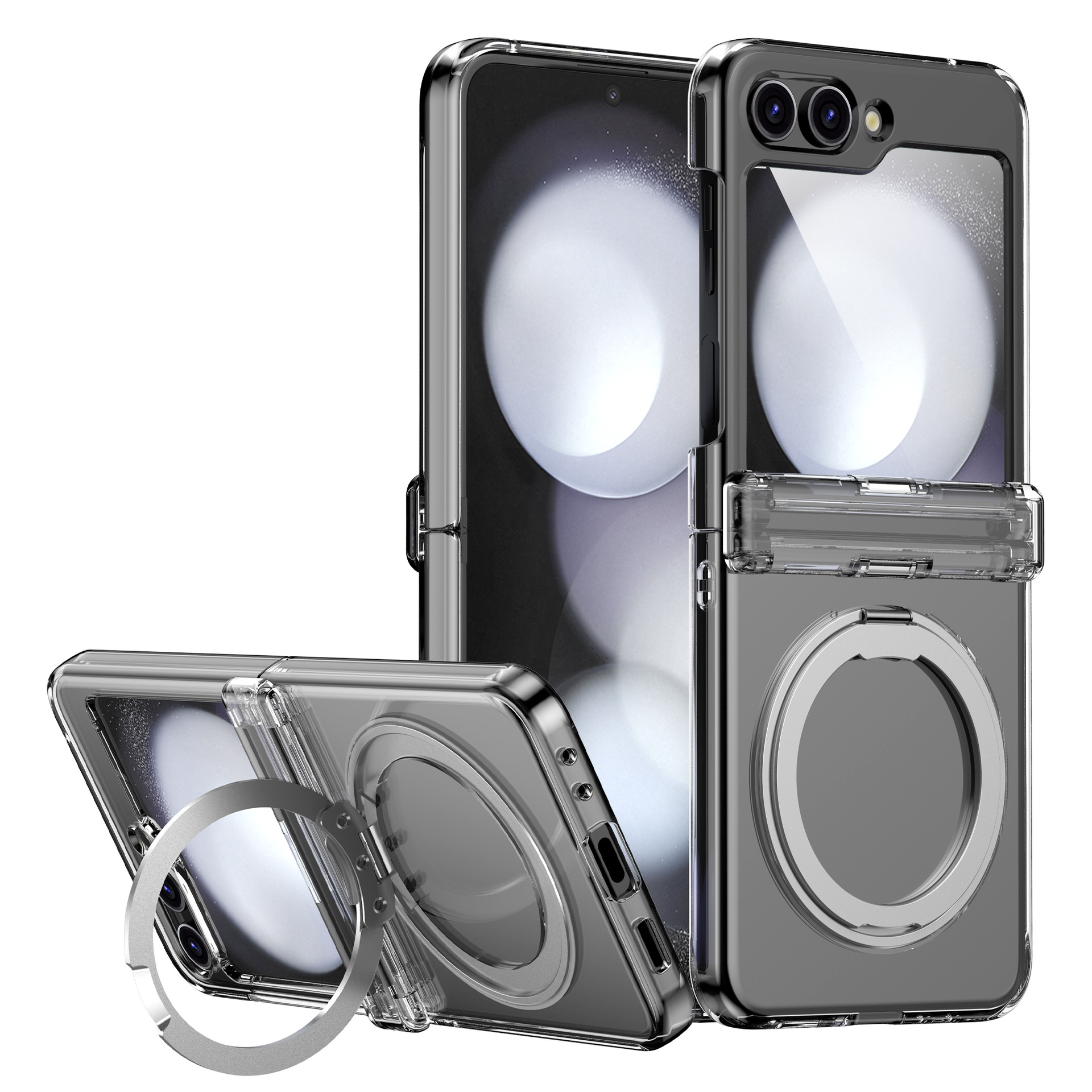 Applicable Samsung Z Flip6/5 Phone Case 360 Rotation Bracket Magnetic Wireless Charging Full Coverage Hinge Anti-Fall