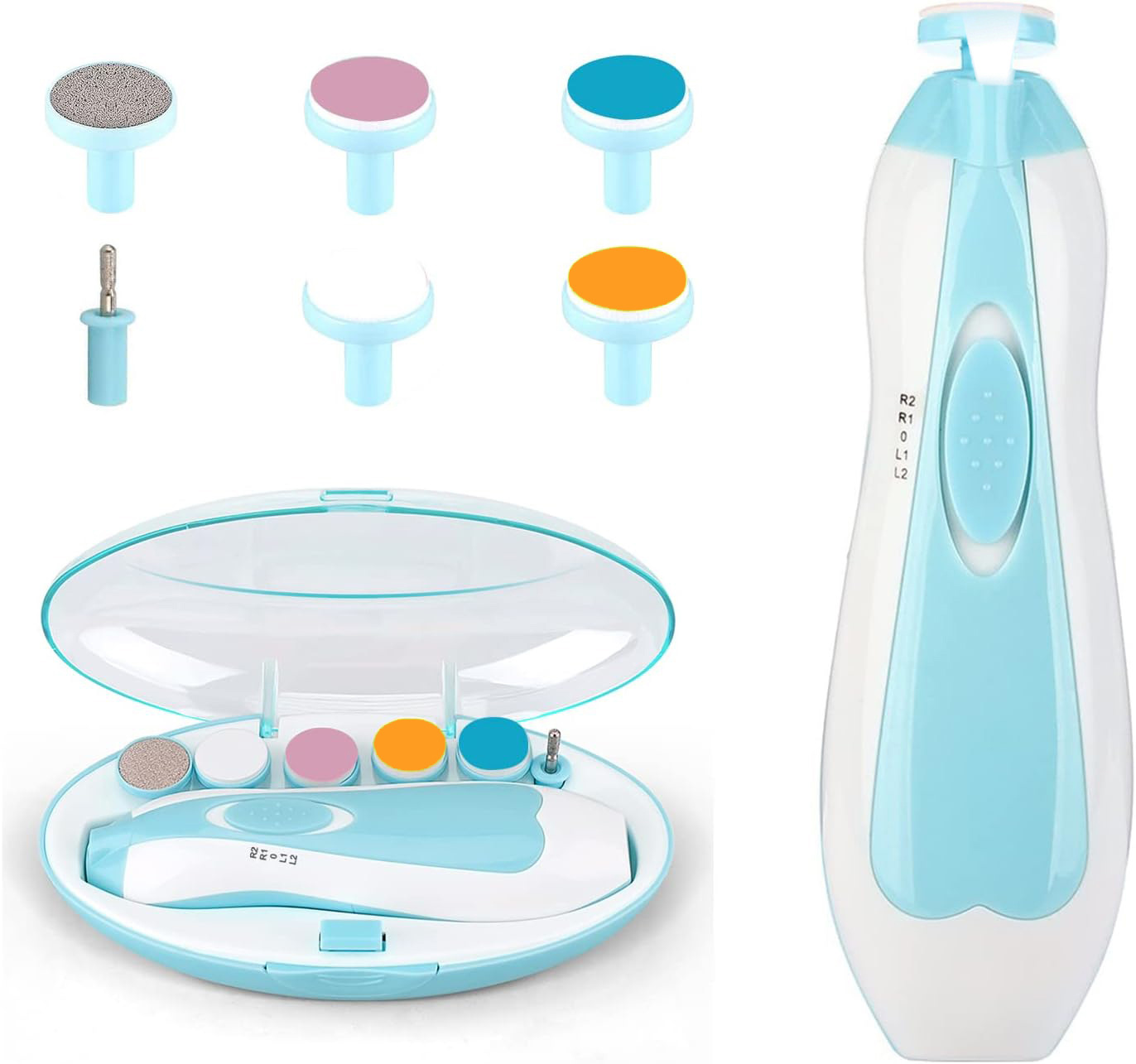 New Upgraded Six-in-One Multi-Head Type C Charging Low Noise Infant Electric Nail File