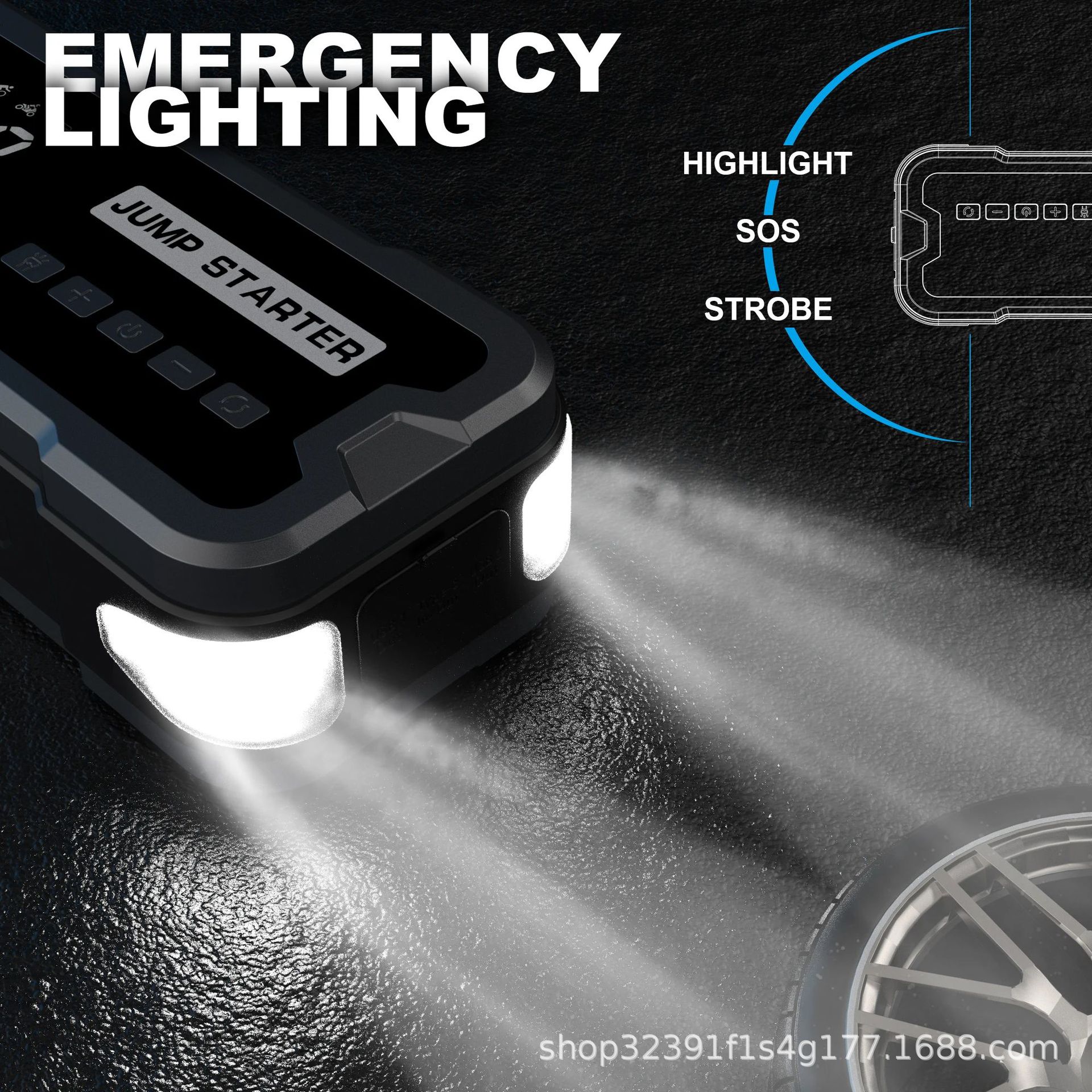 Jump Starter Car Inflator Pump Start Power 2-in-1 12V Emergency Start Igniter Mobile Power