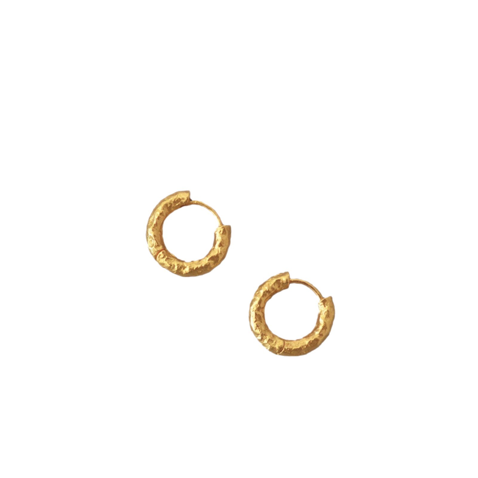 Niche elegant simple textured brass gold-plated hammered tin foil surface circle ear clip earrings