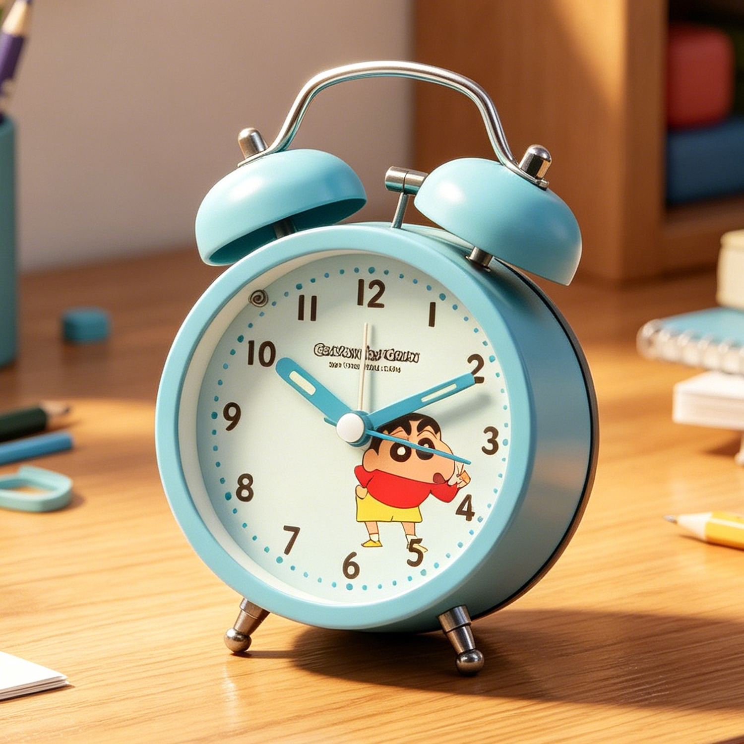 Original crayon ringing alarm clock student learning special alarm clock children bedroom fluorescent metal ringing alarm clock