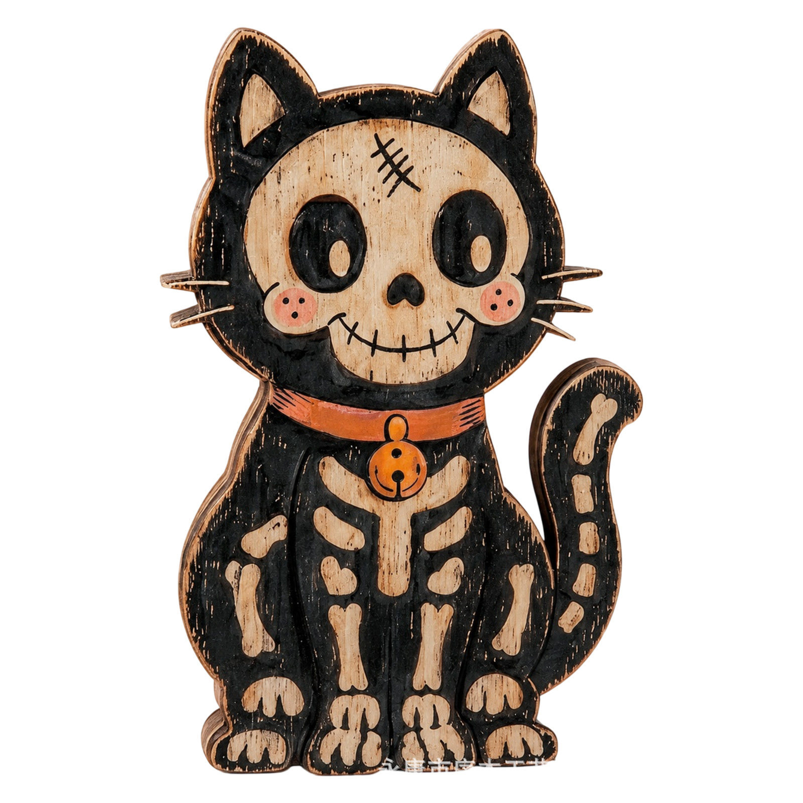 Distressed Halloween Pumpkin Shaped Wooden Tabletop Ornament Autumn Home Tabletop Craft Ornament