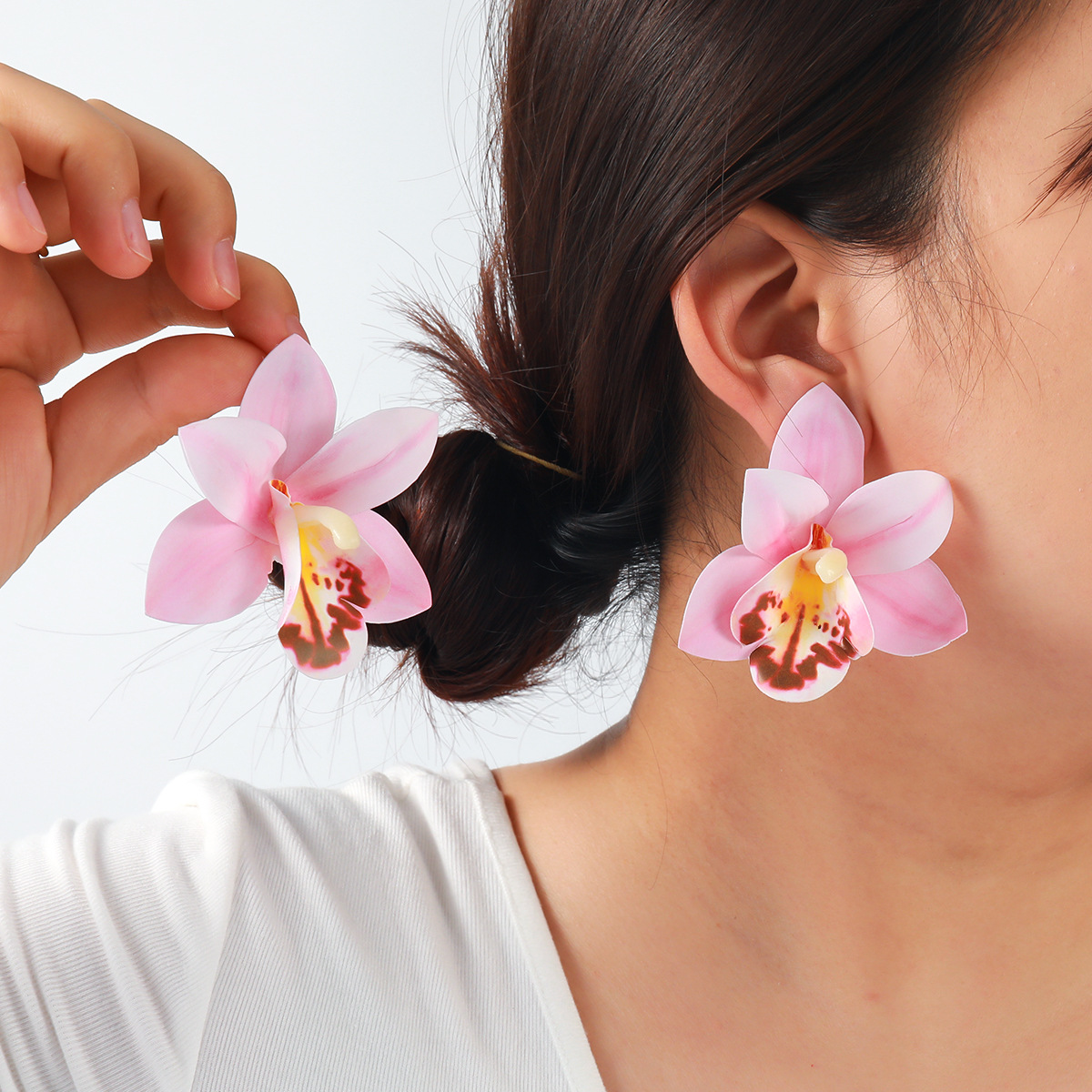 Exaggerated accessories butterfly orchid multi-layer earrings earring large flower summer vacation