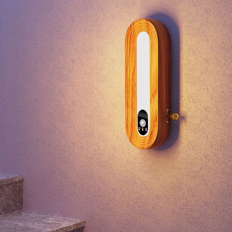 Wooden eye protection desk lamp bedside wall lamp bedroom corridor entrance solid wood human body induction lamp
