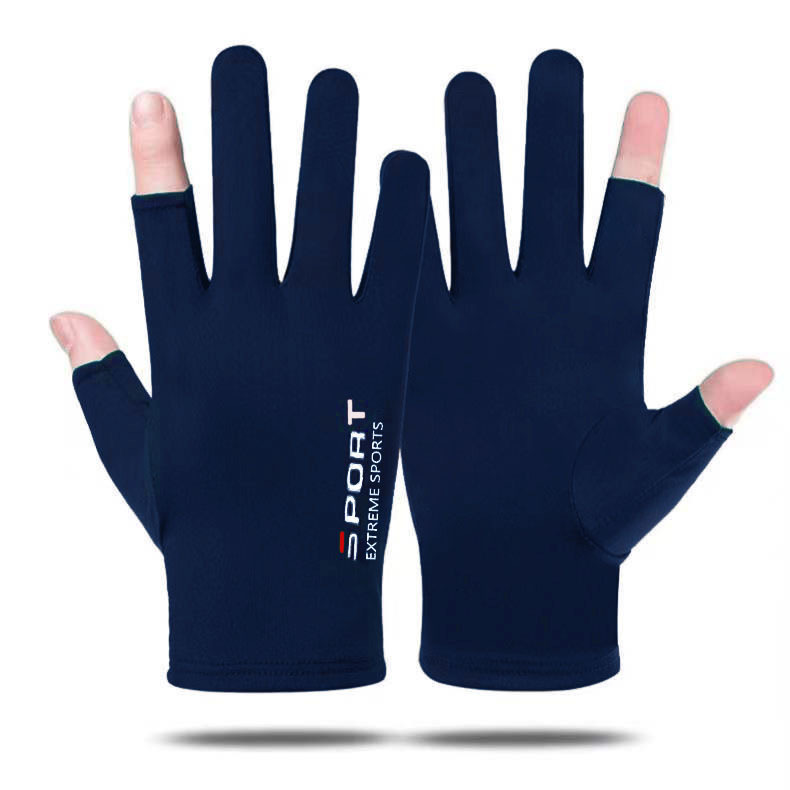Driving fishing gloves half finger ice silk non-slip gloves breathable sunscreen fitness cycling express quick-drying gloves