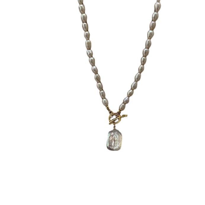 Zhuji Natural Freshwater Pearl Square Pendant Necklace for Women Sweater Chain