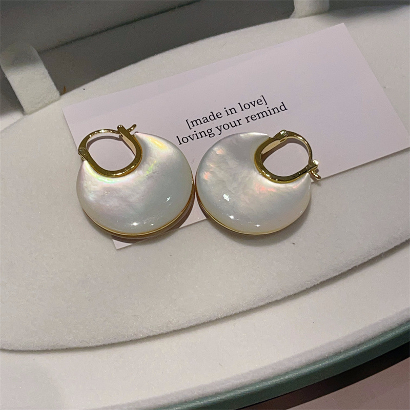 E0488 金色---大号 双面白贝3CM