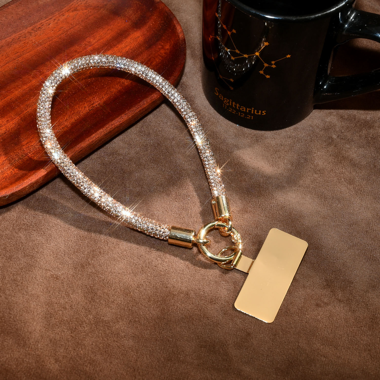 Phone chain rhinestone full rhinestone gold hardware lanyard wrist women phone lanyard custom