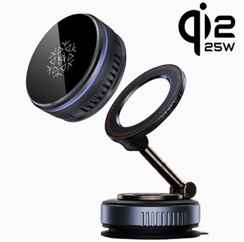 New Semiconductor Cooling 25W Dual-Sided Magnetic Detachable Car Phone Holder Fast Charging QI2.2 Wireless Charger