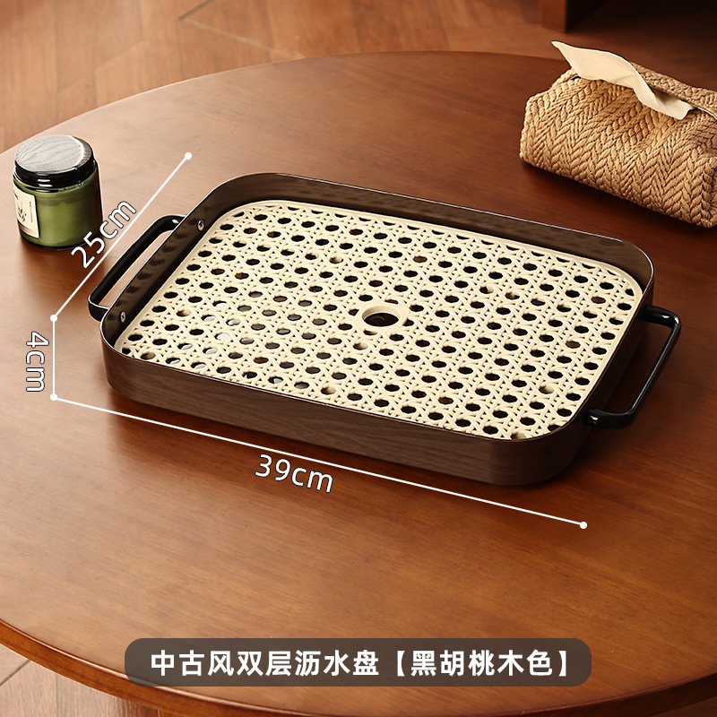 Vintage Style Tea Tray Drip Cup Tray Rectangular Fruit Tray Living Room Small Cup Storage Rack