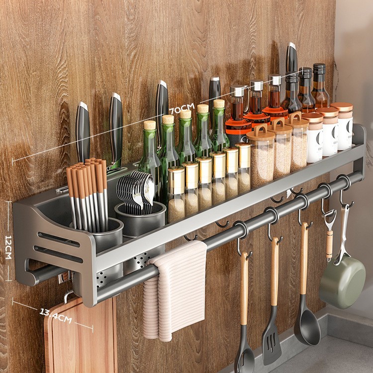 304 Stainless Steel Storage Rack No Drilling Seasoning Rack Chopstick Knife Rack Supplies Storage Rack Wall-Mounted Home