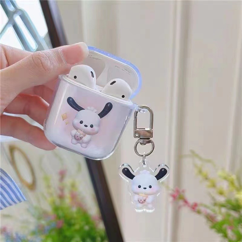 Cute cartoon AirPods Pro 3rd generation wireless Bluetooth earphone protective case, transparent soft case with pendant for i12