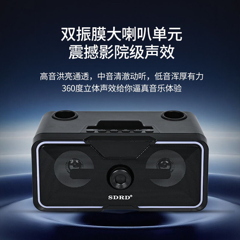 SD-215 Bluetooth Audio Wireless Karaoke Microphone Home KTV Speaker All-in-One Dual Mic RGB Light