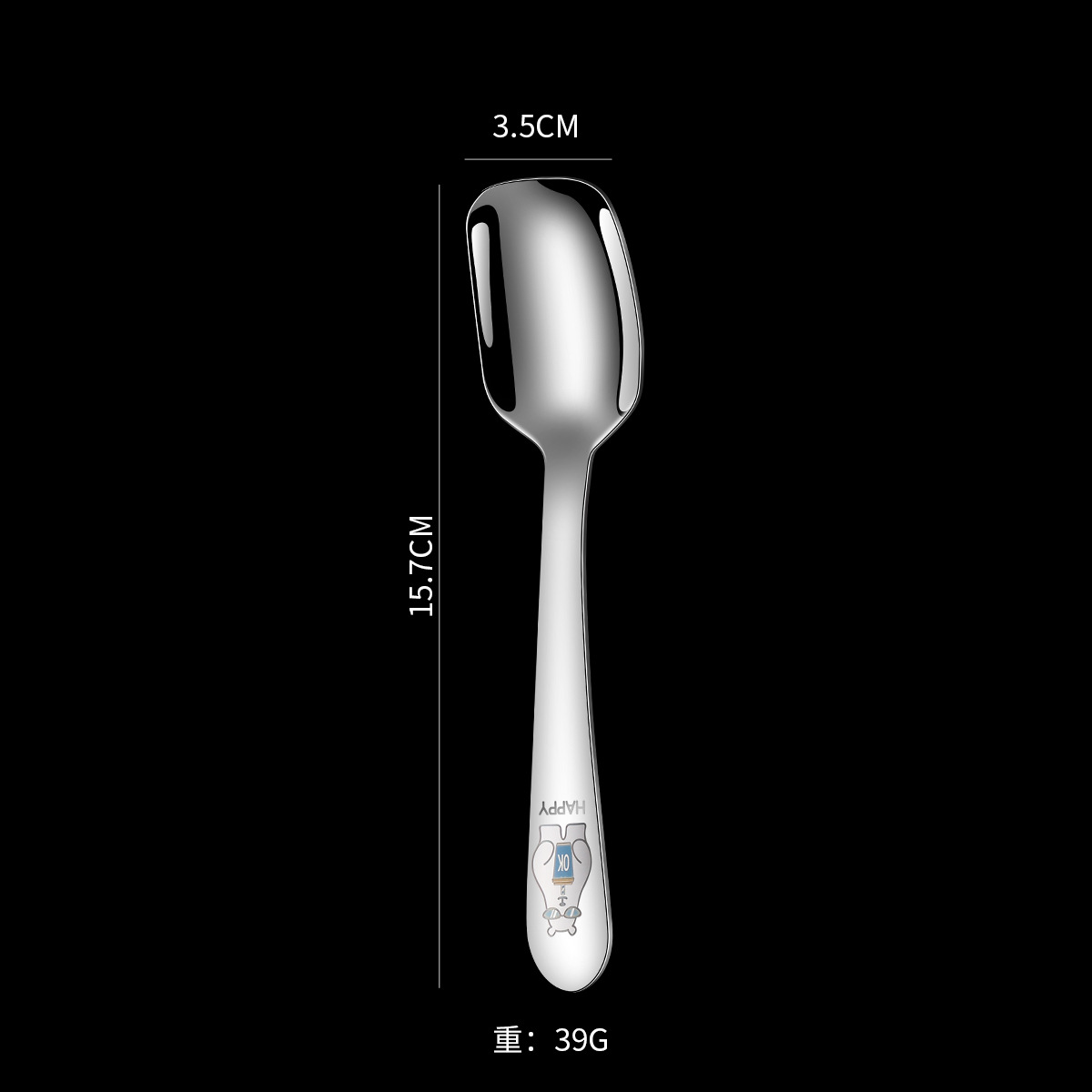 304 stainless steel children's spoon baby spoon fork ice cream spoon dessert spoon square head spoon children's cutlery set