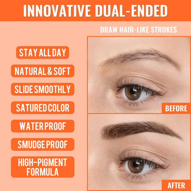 BARVENA Natural Flowing Wild Eyebrow Pencil Waterproof Sweatproof Dual-End Eyebrow Pencil
