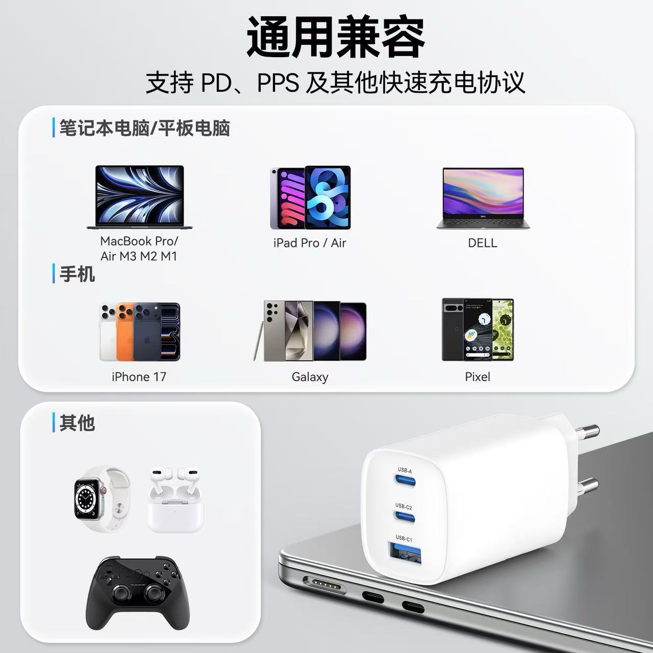New PD65W GaN Charger for Apple Samsung Huawei Phone Charging Head