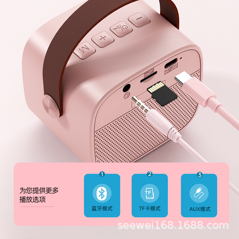 Portable Bluetooth speaker home wireless karaoke speaker microphone outdoor singing small home KTV