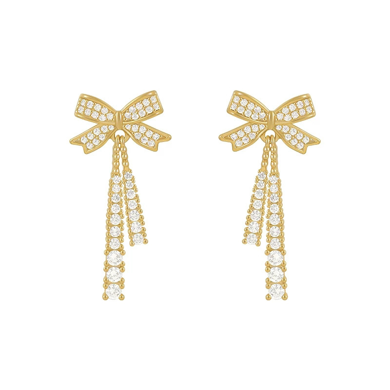 S925 silver needle beautiful pearl bow girl ear studs geometric earrings new ear accessories women