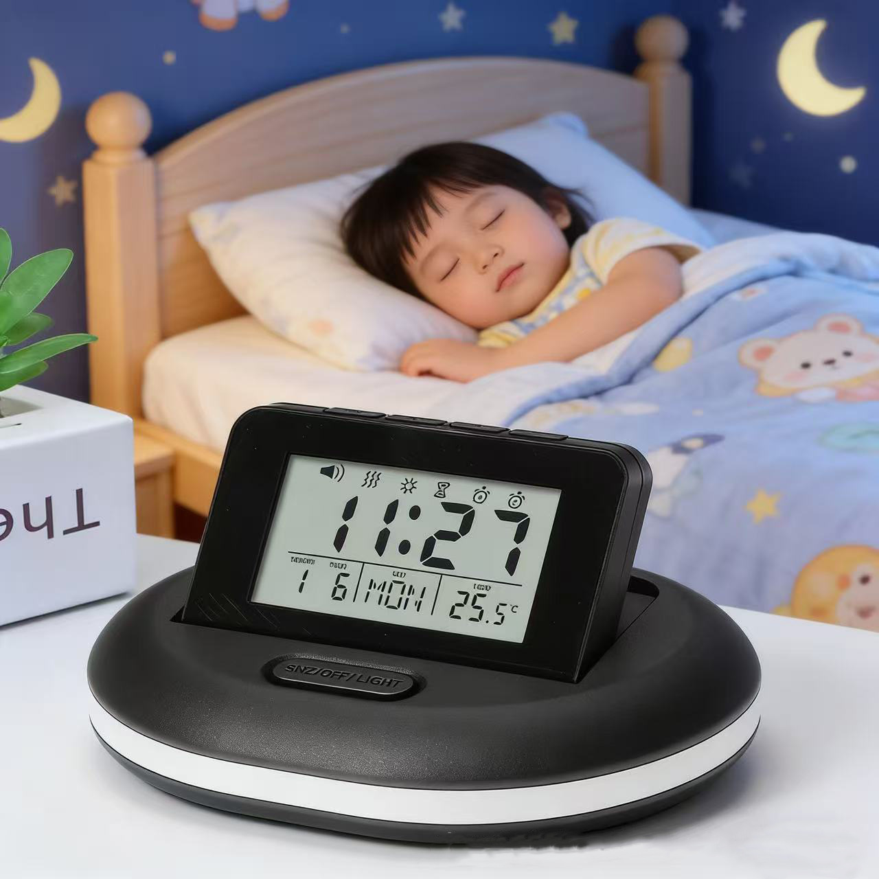 Multifunctional night light countdown alarm clock, bedside vibration snooze alarm clock, student electronic perpetual calendar desk clock