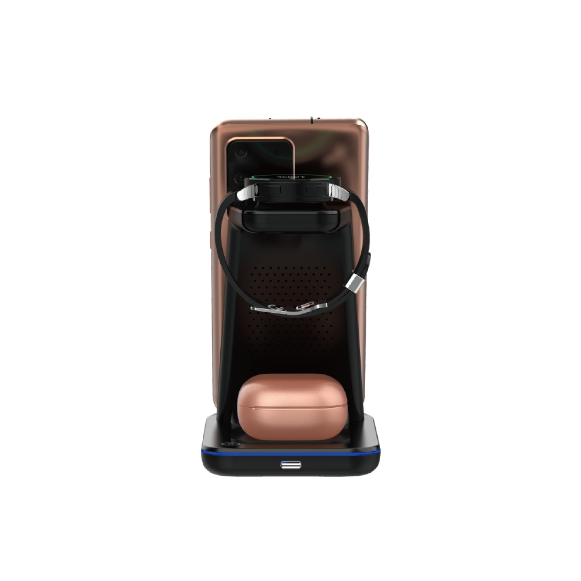 Three-in-one wireless charger 15W fast charging multi-function stand wireless charger for Samsung phones watches earphones