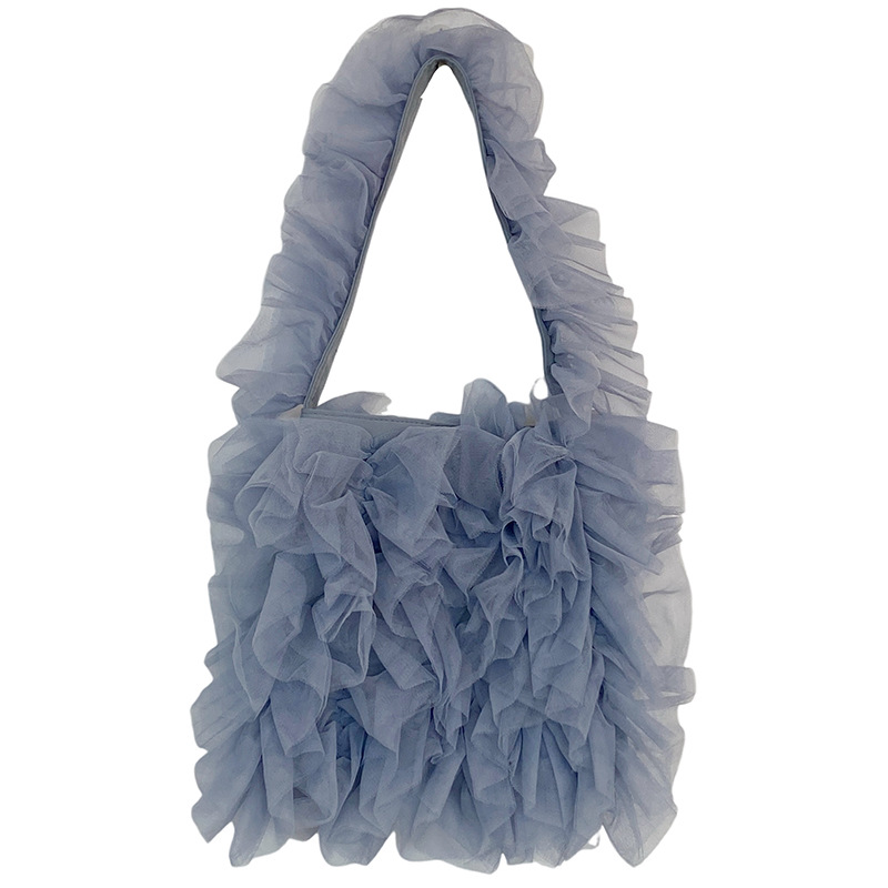 Sweet Girl Style Lace Pleated Bag Lace Soft Mesh Splicing Handbag Celebrity Style Underarm Shoulder Bag