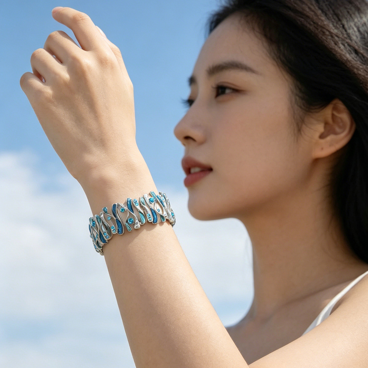 B606 Accessories Mixed Batch Blue Oil Drop Chain Bracelet