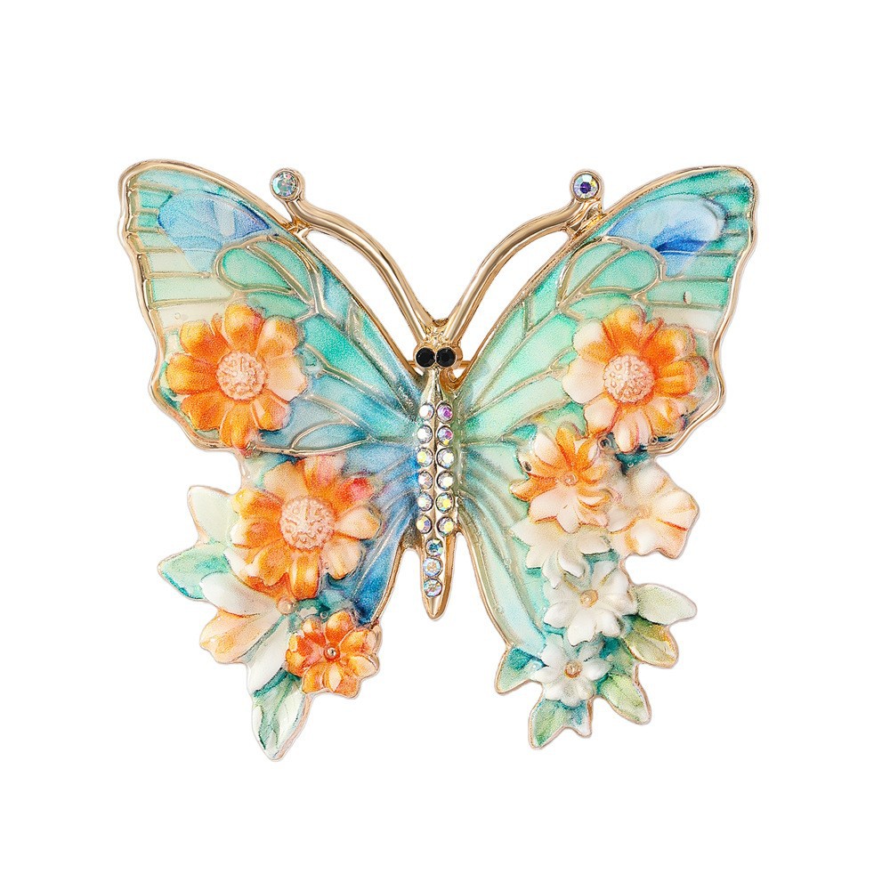 Vintage Winter Colorful Butterfly Brooch Women's Accessory Pin