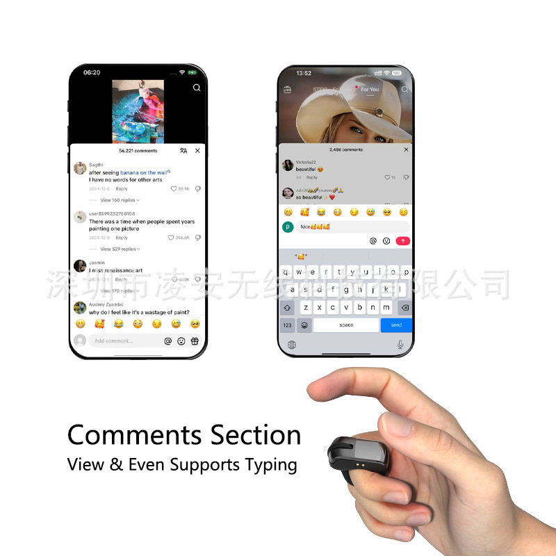 Bluetooth ring mouse remote control TikTok short video PPT page turner controller universal for phone tablet computer