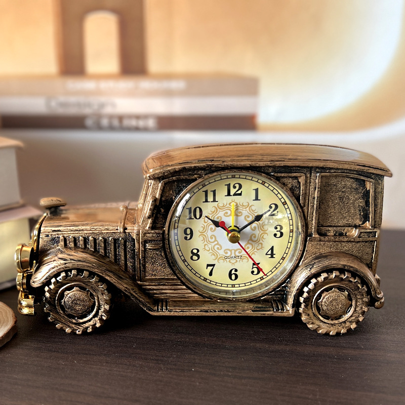 V1312-6 CH555 Series Six Vintage Car Alarm Clock Nostalgic Digital Pointer Plastic Desk Clock