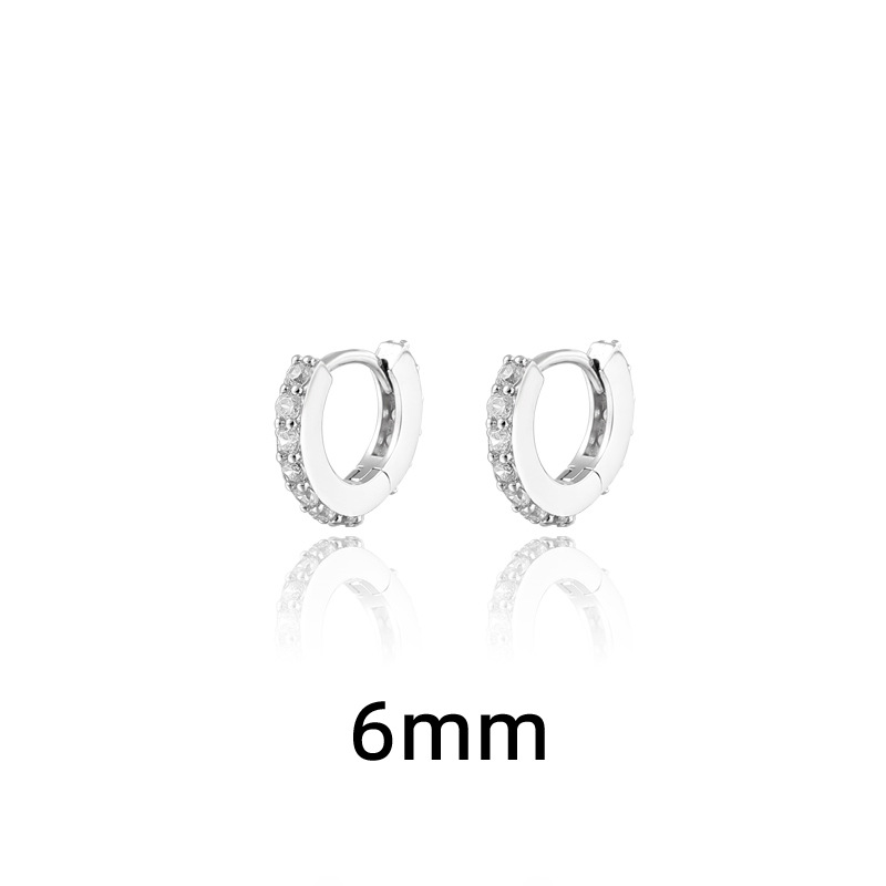 Full Diamond Zircon Ear Cuff Two-Tone Geometric Row Earring Stackable Zircon Circle Earring