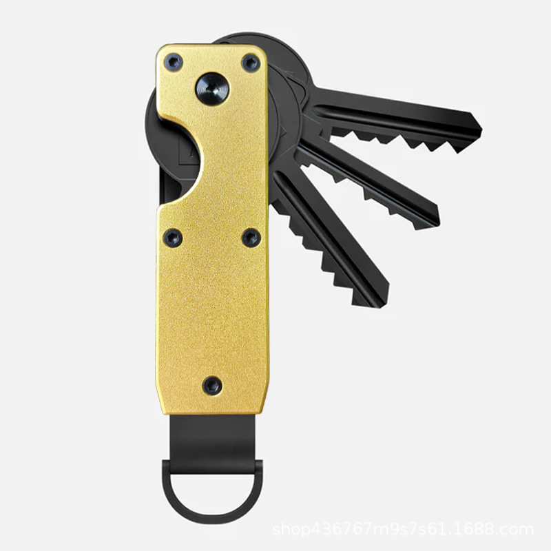 Aluminum Alloy Metal Key Ring Men's Large Capacity Car Key Organizer Multi-functional Key Ring