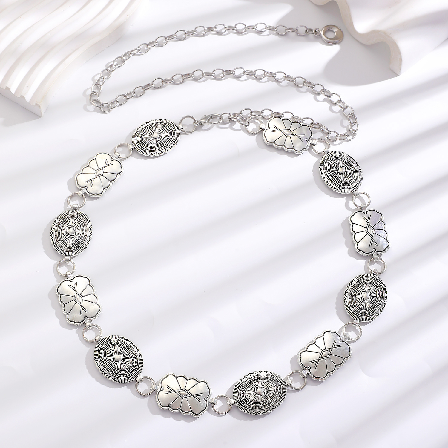 Waist Chain Women Decorative Thin Belt Simple with Dress Silver Ethnic Style Iron Chain Skirt Belt with Tassel