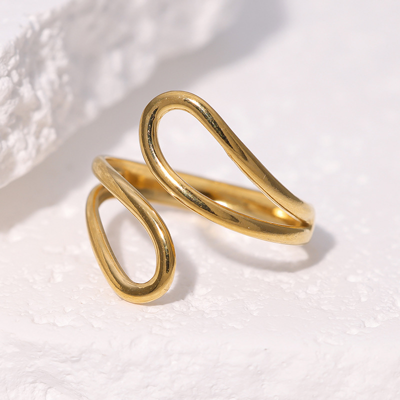 Stainless steel ring women simple style niche line open ring titanium steel ring hand jewelry