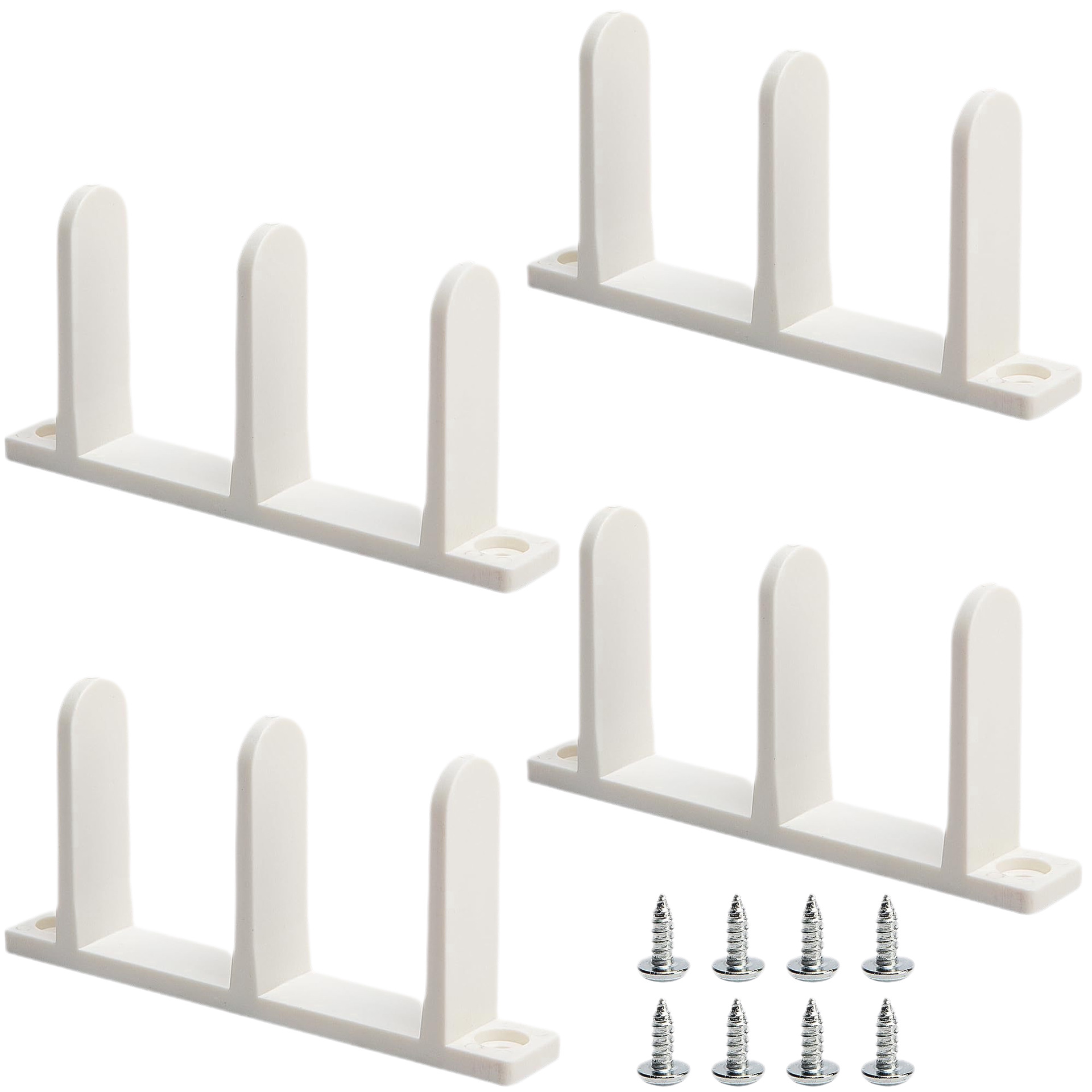 White Three-Hole Wall-Mounted Rail Rack Home Storage Shelf with Screws Installation ABS Material Anti-Slip
