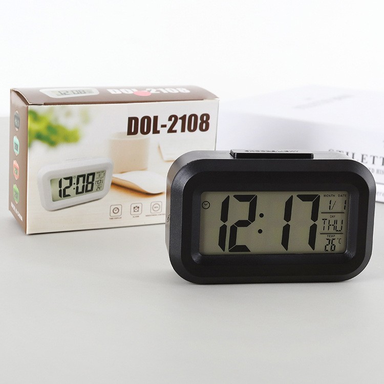 Alarm Clock Children Simple Small Alarm Clock Cute Student Mini Small Desk Clock Temperature Date Display Timer Snooze Clock