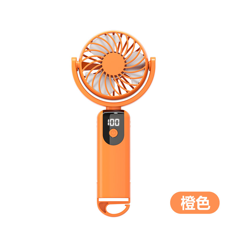 2026 Desktop Mini USB Rechargeable Handheld Fan Long-lasting Digital Display Hook Fan