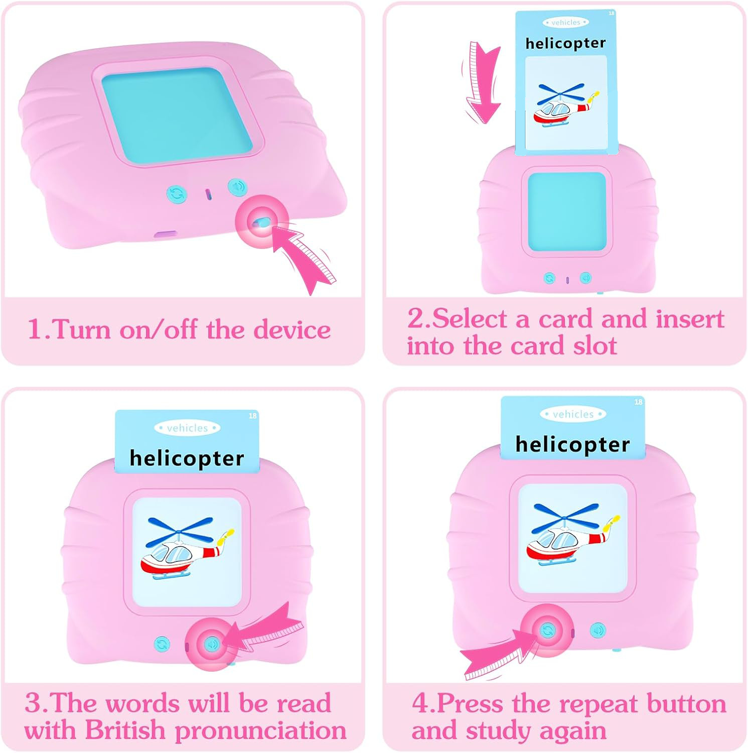 Flash Cards Cat Card Machine Children's English Enlightenment Early Education Learning Machine Card Insert Machine