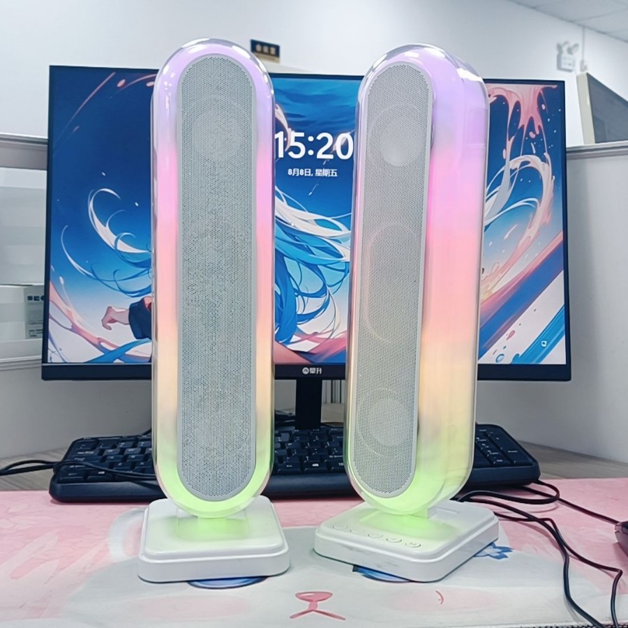 2.0 computer audio, 20W high power, can be equipped with adapter, RGB wired desktop speaker, Bluetooth 5.3 stereo